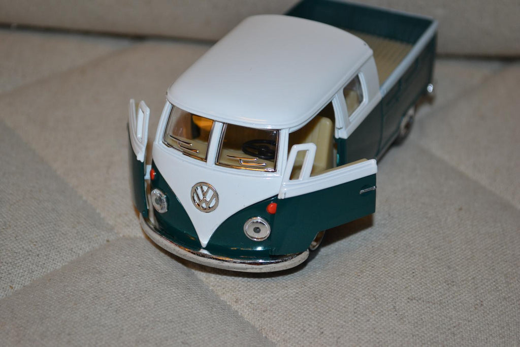 Grön Volkswagen Folkbuss Double Cab 1963 1:34 Kinsmart 13cm Ny