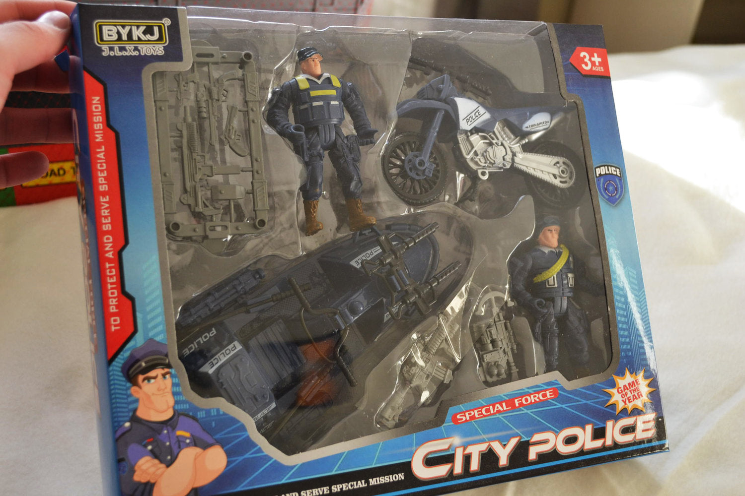 Mellan Polisset Lek (2st Figurer, Motorcykel, Båt, Tillbehör) Ny