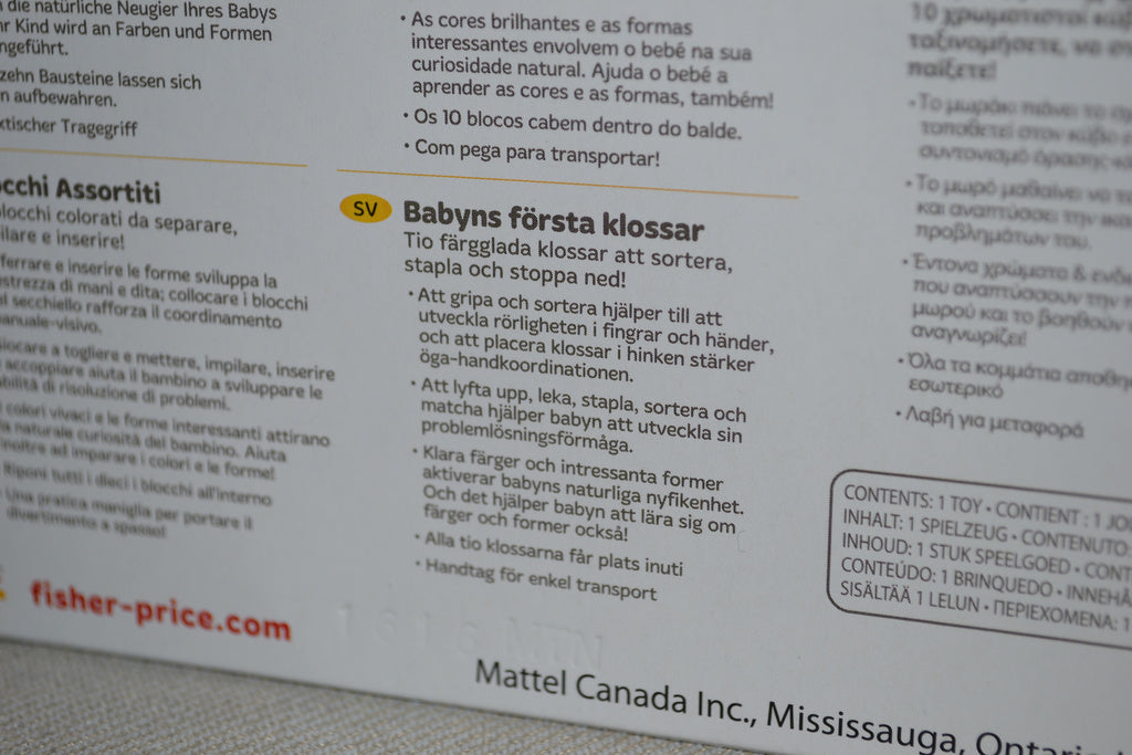 Babys First Blocks Klossar (Fisher Price) 6månader+ K7167 Ny