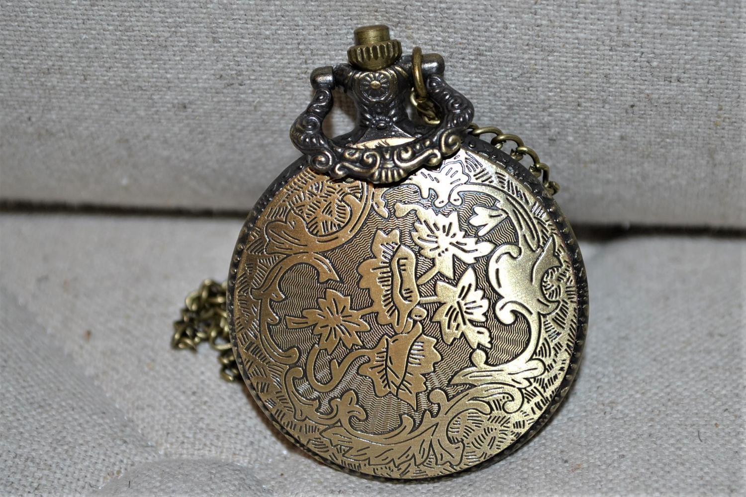 Ros/Blomma i Ram Sött Fickur Brons/Vintage Quartz 4,5cm Ny