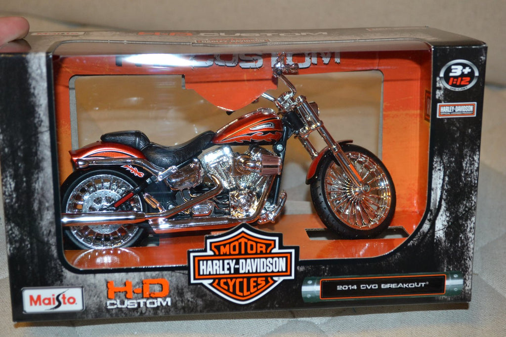 2014 CVO Breakout Orange Harley-Davidson Motorcykel 1:12 Maisto 18cm Ny