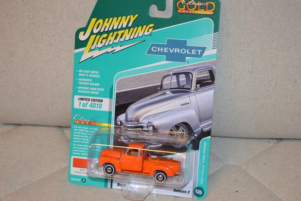 1950 Chevy 3100 Pickup Orange 1:64 Johnny Lightning (Classic Gold 22A) 7cm Ny