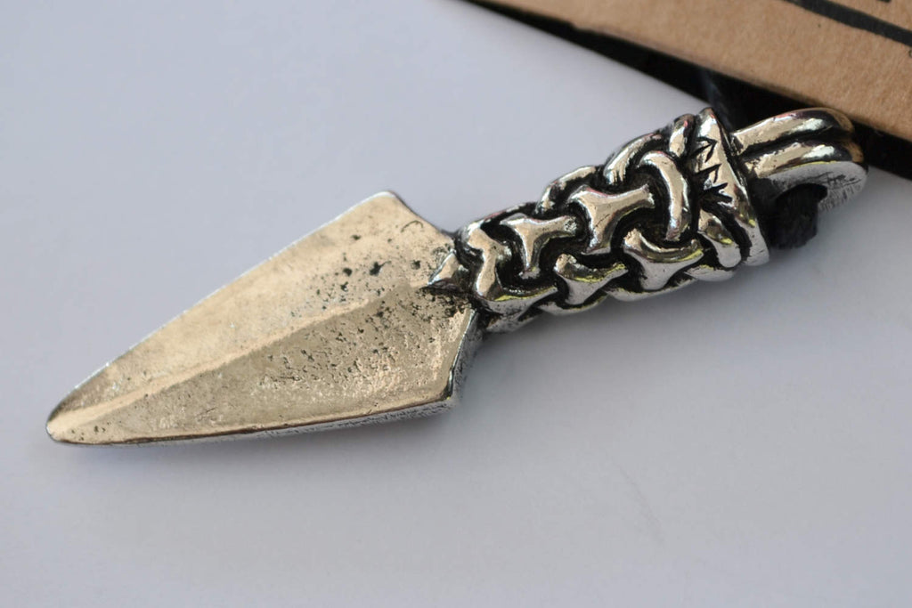 Gungir Odins Spjut (Manx Mönster) Halsband Viking (Tenn Handgjord) Smycke Ny