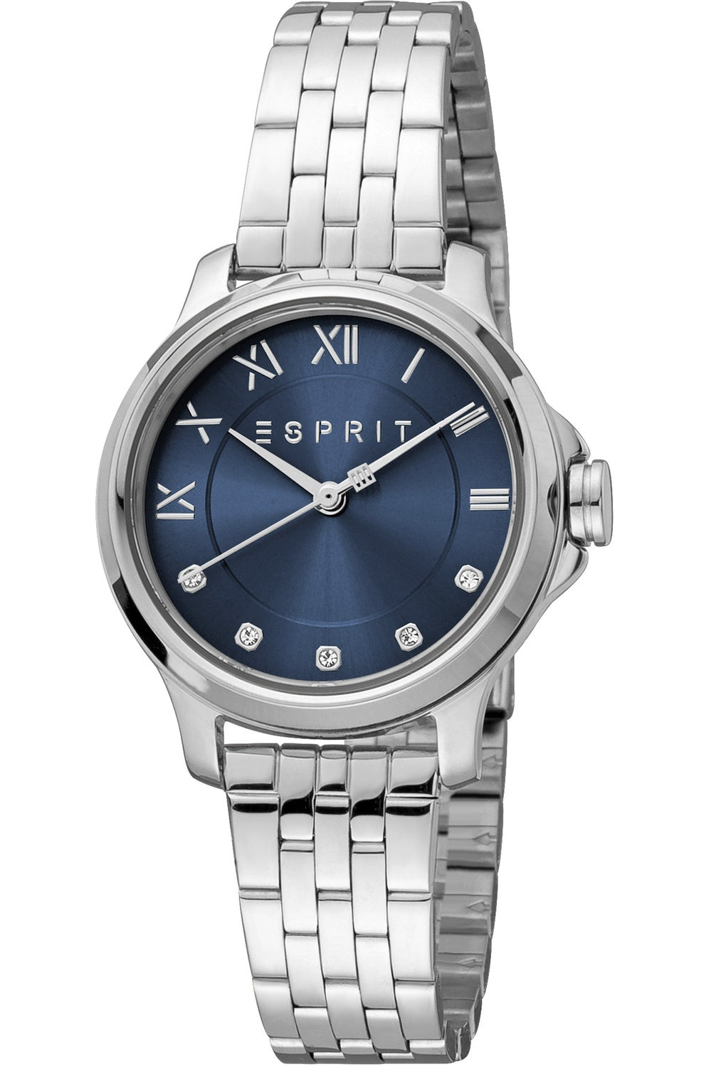 Esprit Bent II Klassisk Blå/Metall Armbandsur Klocka 30mm ES1L144M3055 Ny