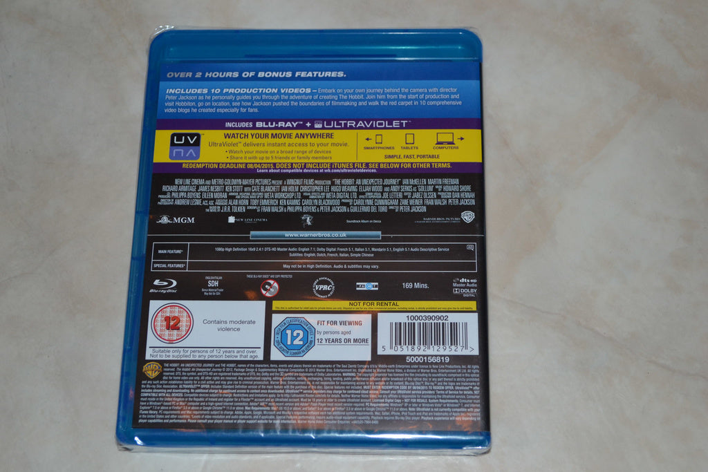 The Hobbit: An Unexpected Journey (2012) Film Bluray Nyskick