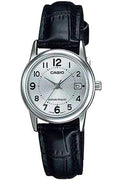 Casio Classic Metall Svart Läder Armbandsur Klocka 25mm LTP-V002L-7B Ny