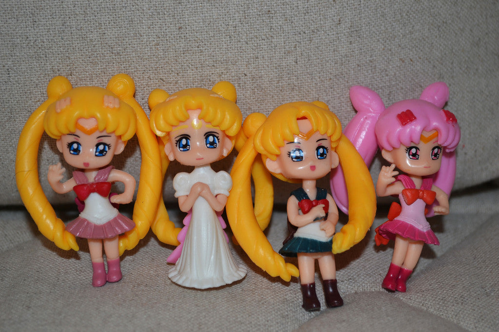 4st Sailor Moon Figurer (Crystal Usagi, Chiba, Aino Q, Minako) 6cm Ny