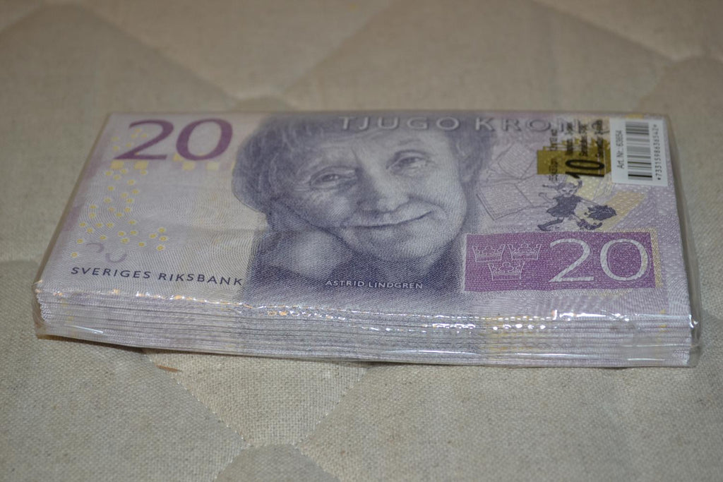 20 kr servetter 10st 20kr Astrid Lindgren Pengar Låtsas Ny 16,5*8,5cm Ny