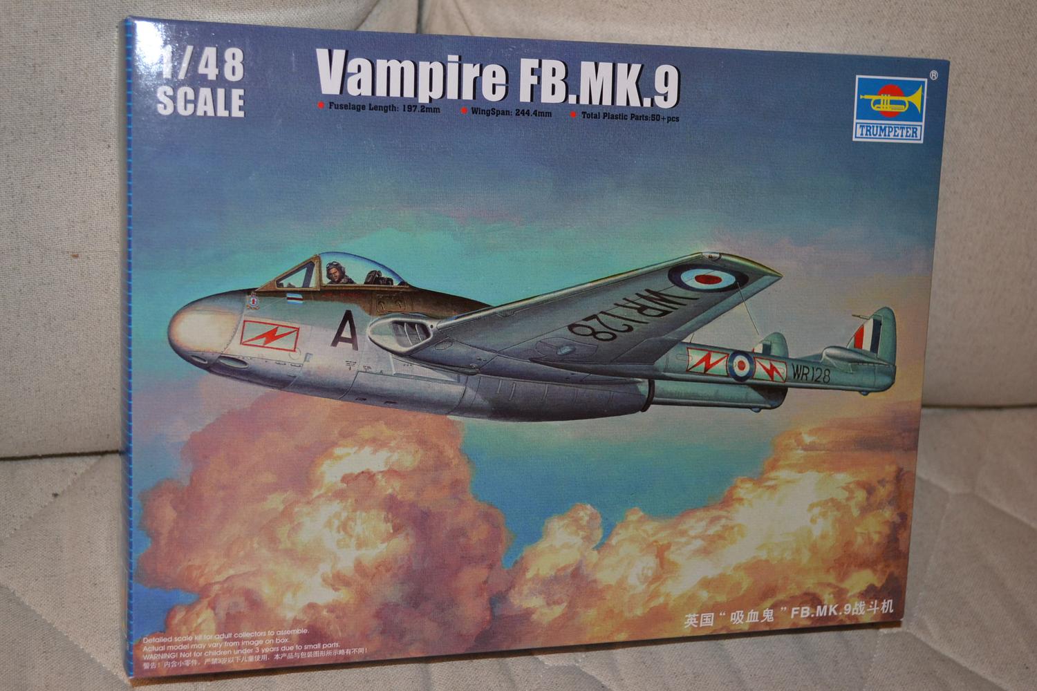 Vampire FB.MK.9 J 28 Airforce 1:48 Trumpeter Ny