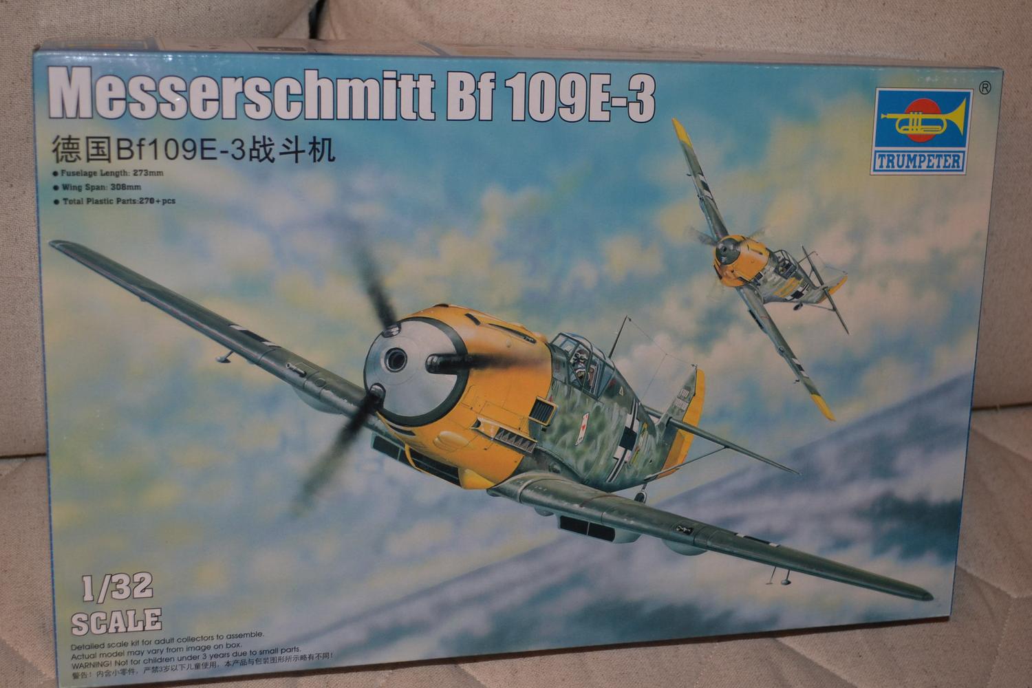 Messerschmitt BF109E-3 1:32 Trumpeter Flygplan Plastbyggsats Tysk Ny