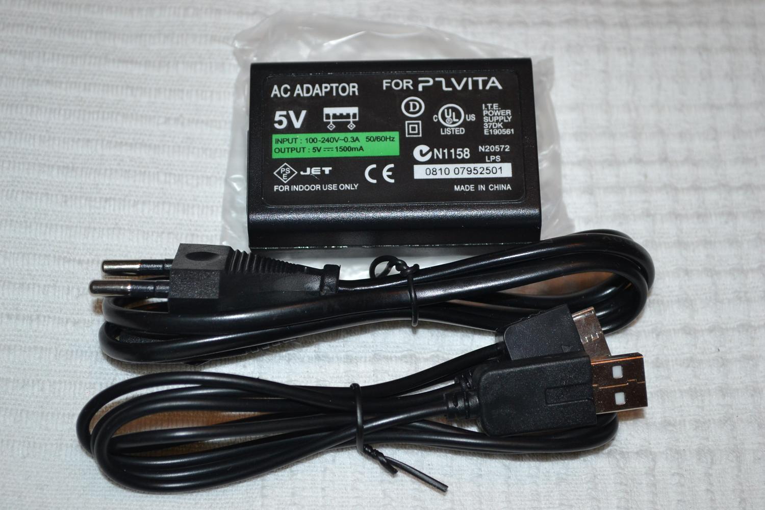 PS Vita Laddare Strömadapter EU Svart Laddkabel Ny