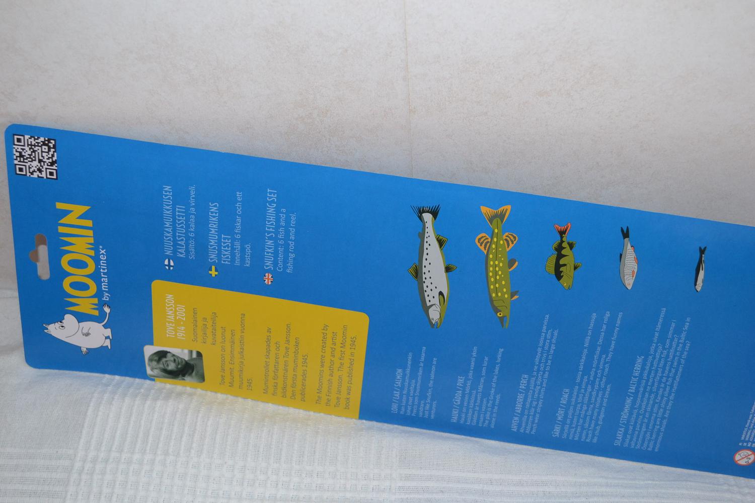 Snusmumrikens Fiskeset FISKESPÖ o Fiskar 4-13cm Lax, Gädda, Aborre mm Ny