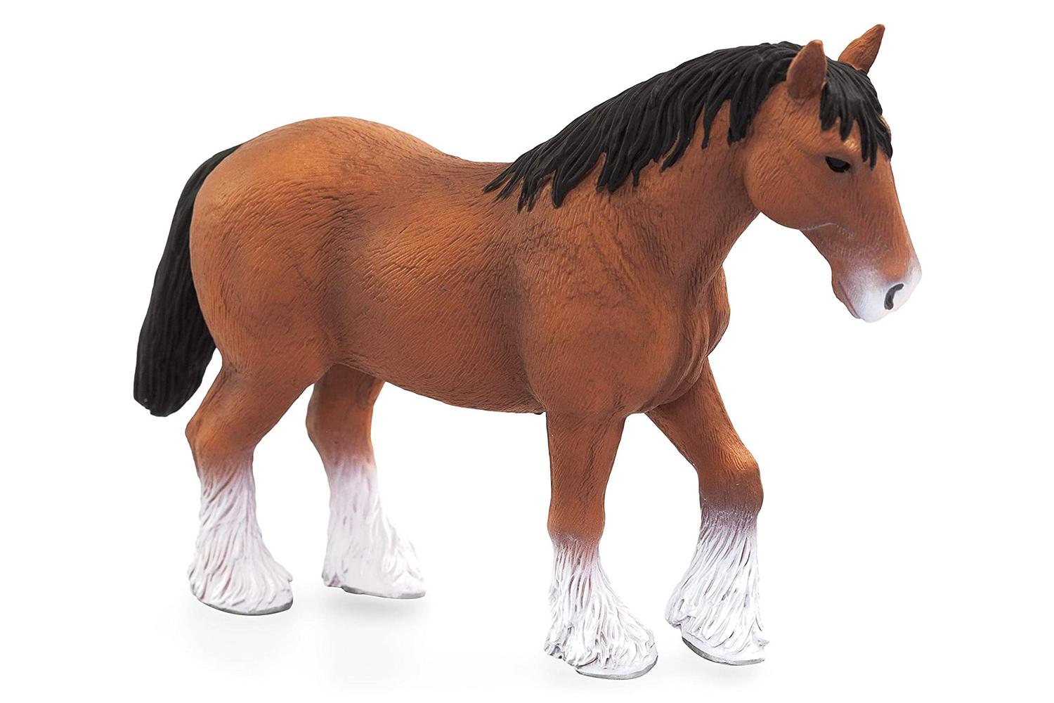 Clydesdale Häst Brun Stor 14cm MOJO Djur Figur Ny