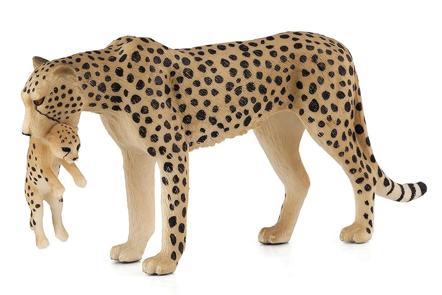 Gepard Hona m. Unge i Mun 11cm MOJO Figur Djur Ny