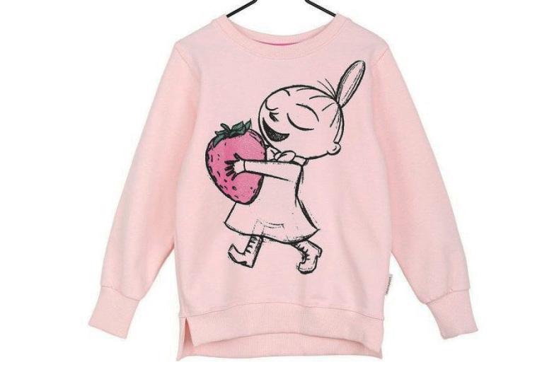 Lilla My med Jordgubbe Rosa Sketch Collegetröja Tjocktröja (Strl 104) Ny