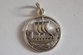 Drakbåt Vikingaskepp Skepp i Cirkel Silver 925 Hänge 1,5*1,5cm Ny