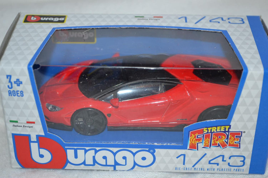Lamborghini Centenario Röd 1:43 Burago (Street Fire) 10cm Ny
