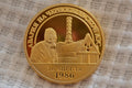 Chernobyl 1986 Ukraina m. Rysk Text Mynt Guldplätering 4cm Ny