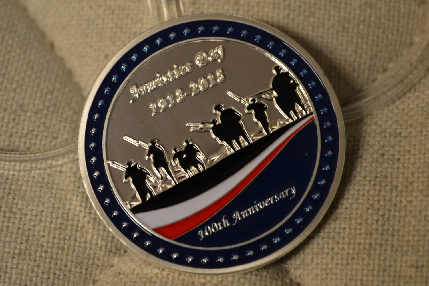 WW1 100år Första Världskriget 1918-2018 Mynt m. Färg Silver Plätering Ny