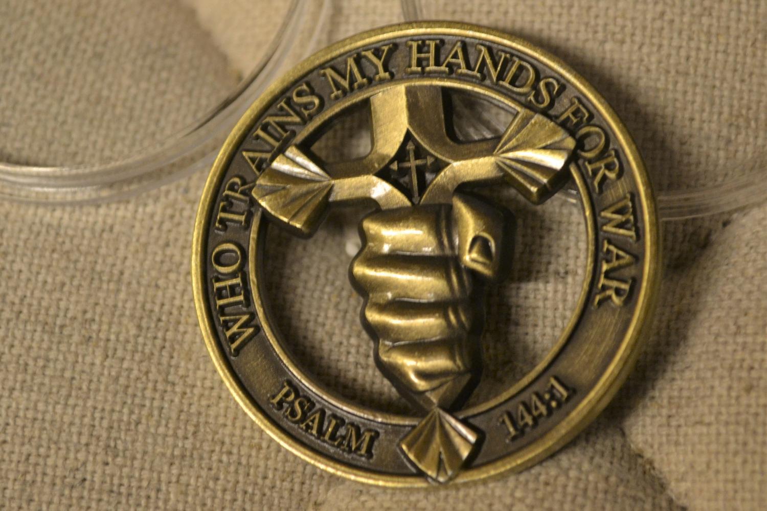 The Sword of the Spirit Templar Psalm 144:1 Mynt Brons USA Army 4cm Ny