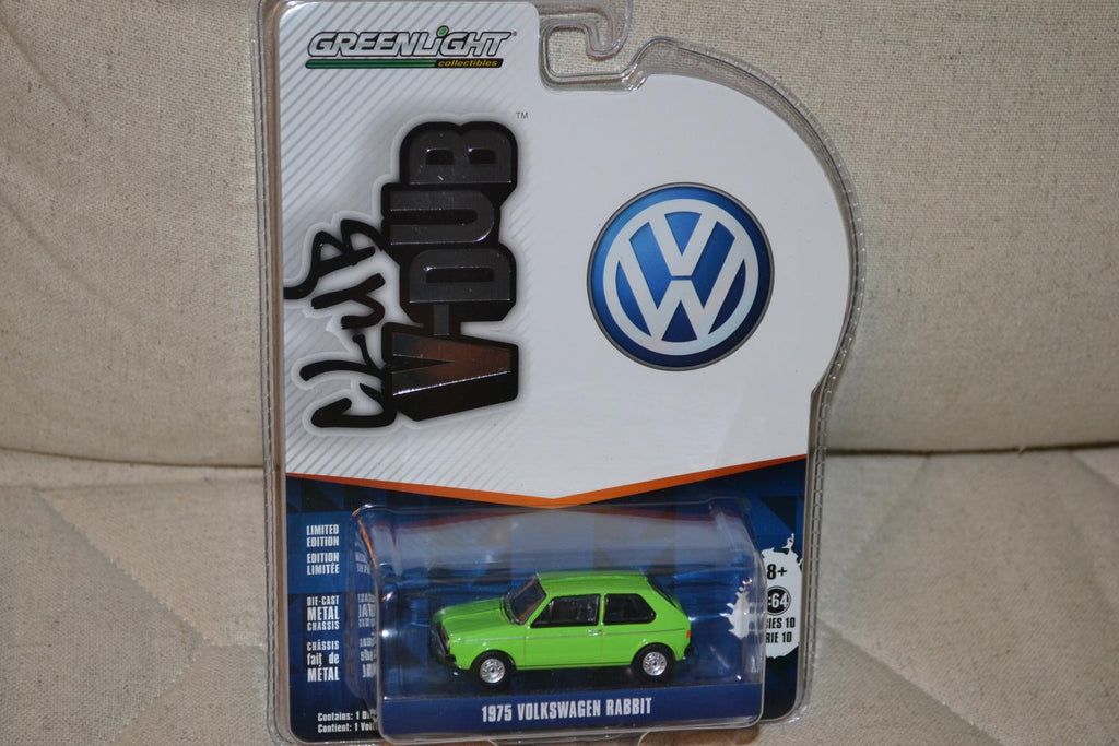 1975 Volkswagen Rabbit Grön VW 1:64 Greenlight (Club Vee-Dub #10) 6cm Ny