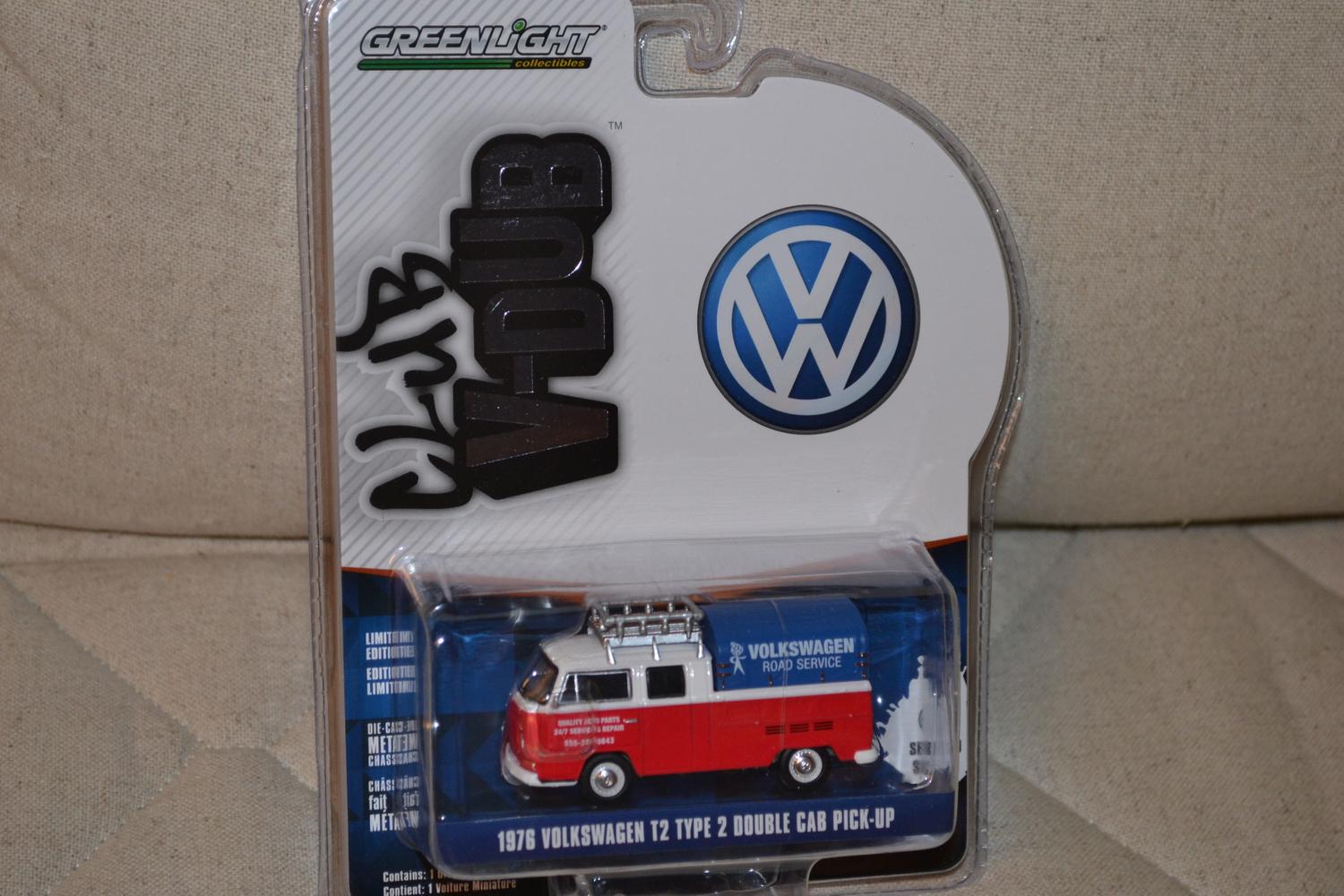 1976 Volkswagen Double Cab Road Service 1:64 Greenlight (Club Vee-Dub 10) 7cm Ny