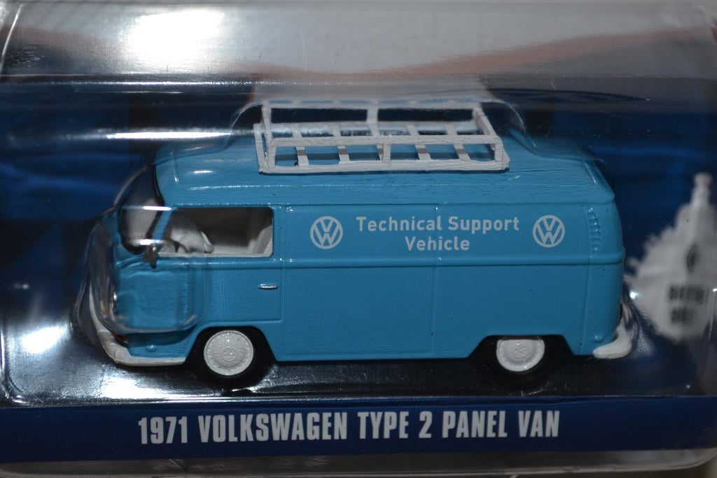 1971 Volkswagen Type 2 Folkbuss Blå 1:64 Greenlight (Club Vee-Dub #10) 7cm Ny