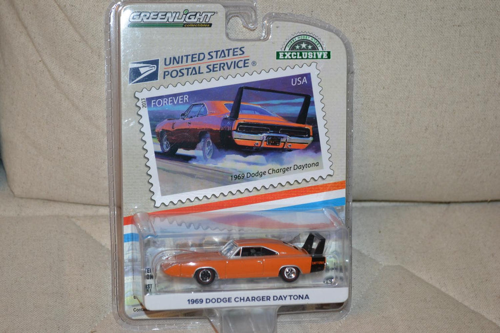 Dodge Charger Daytona 1969 Orange USA Posten 1:64 Greenlight (Muscle Cars) Ny