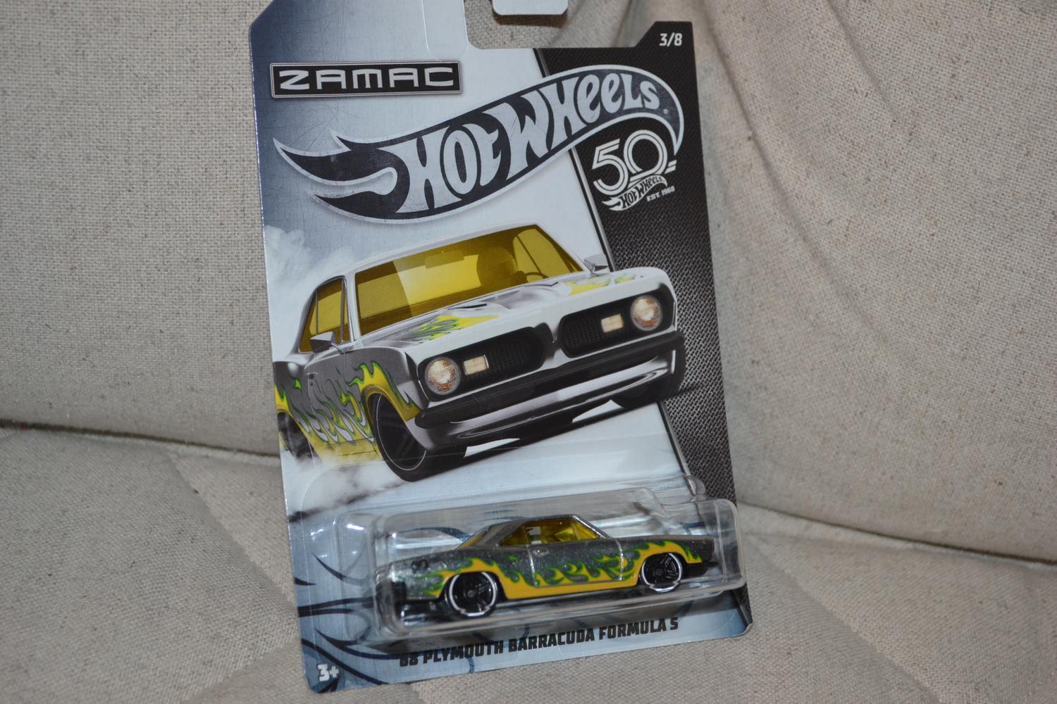1968 Plymouth Barracuda Formula 5 1:64 Hot Wheels (50år Jubileum) 7cm Ny
