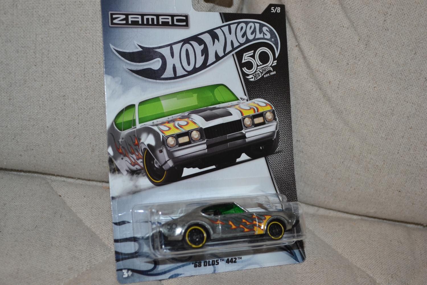 1968 Olds 442 '68 Silver 1:64 Hot Wheels (50år Jubileum) 7cm Ny