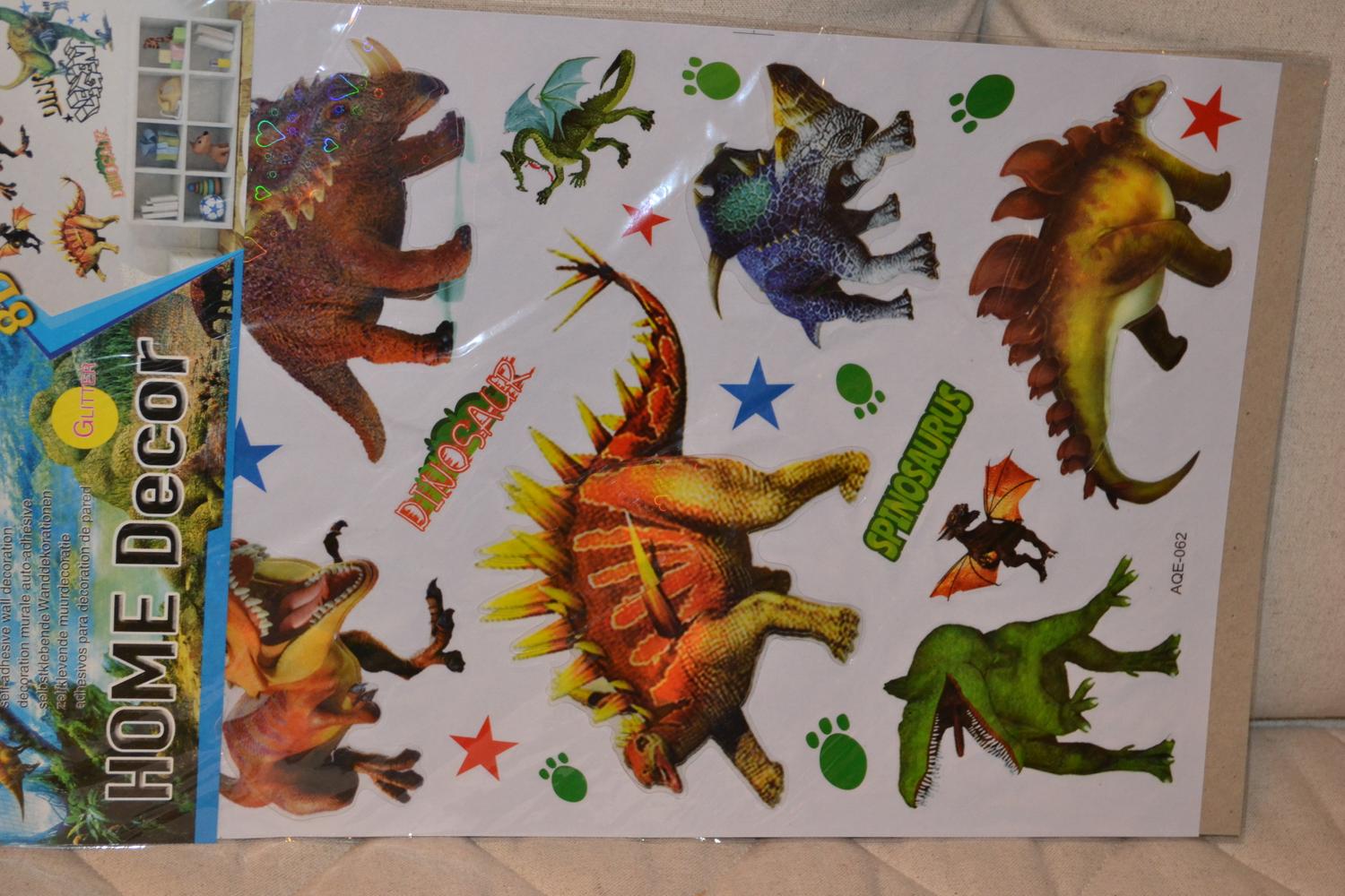 Stegosaurus Dinosaurier Nr 1 Stora Klistermärken 2-28cm (3D Effekt) Ny