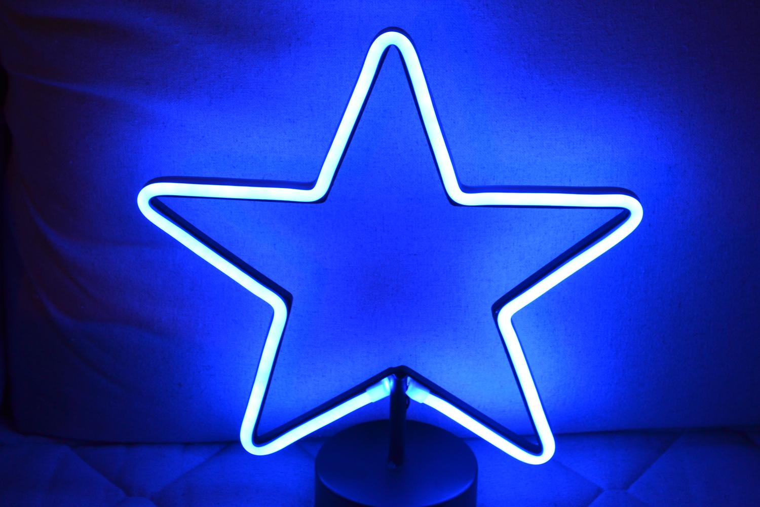 Stjärna Blå LED Skylt Batteridriven 31*28cm Ny