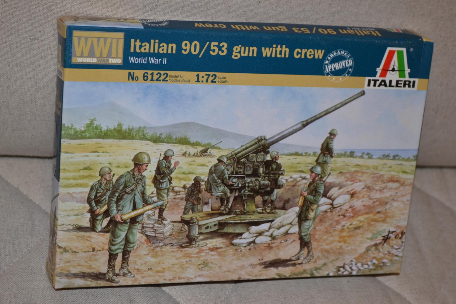 Italian 90/53 Gun w. Servants Infanteri 1:72 Italeri 6122 Ny