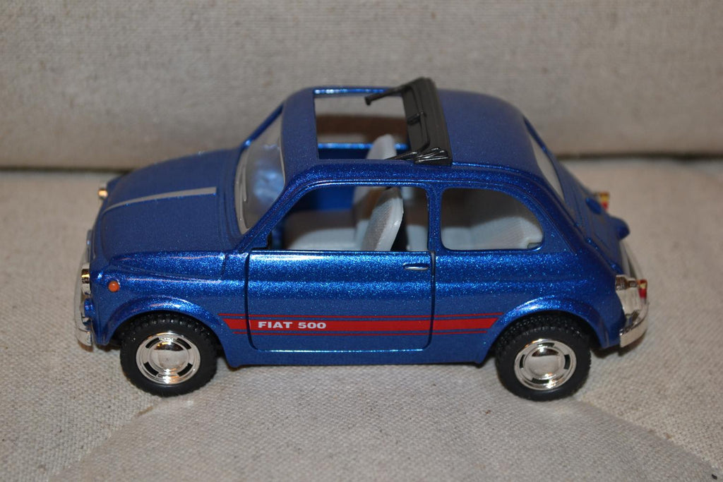 Mörkblå Fiat 500 1960 1:24 Kinsmart 12cm Ny