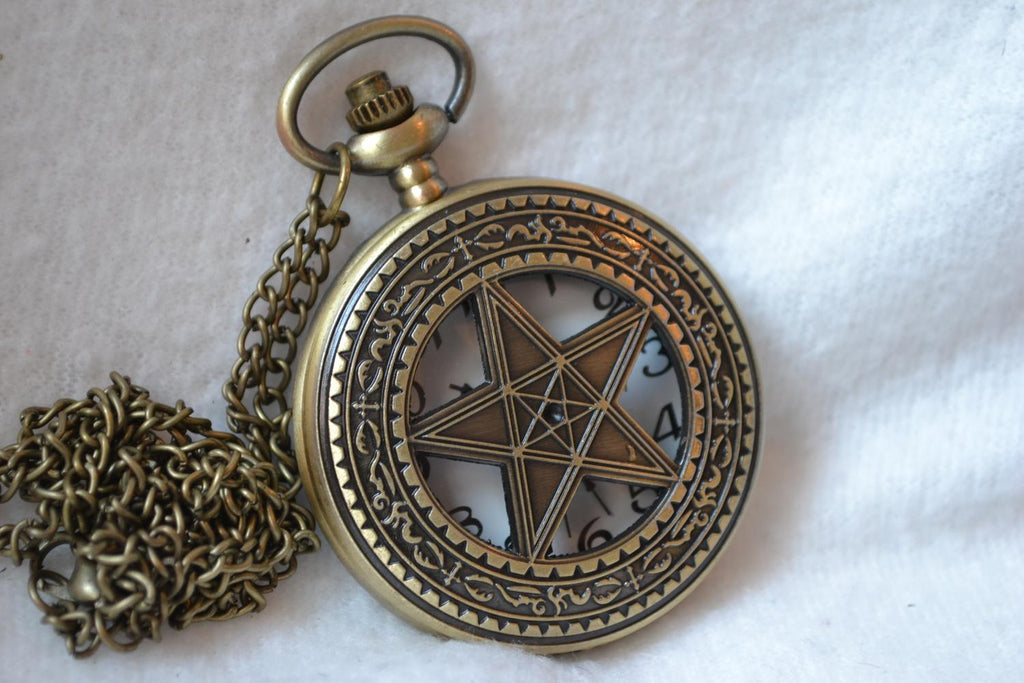 Stjärna Satan Djävulsstjärnan Fickur (Quartz) Halsband Ny