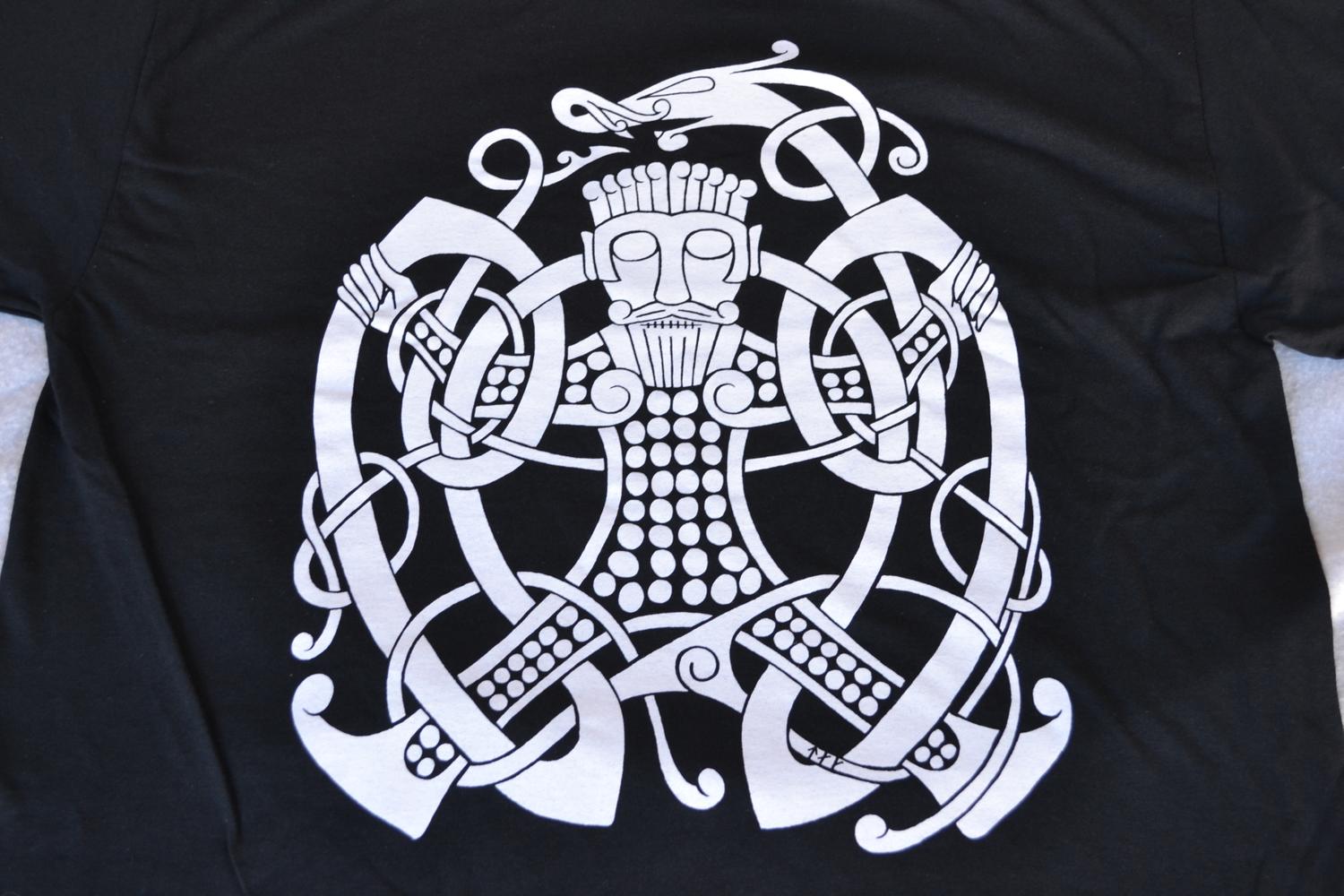 Loki Fasthållen Ormar Runor Viking Svart T-Shirt Tröja (Strl L) Ny