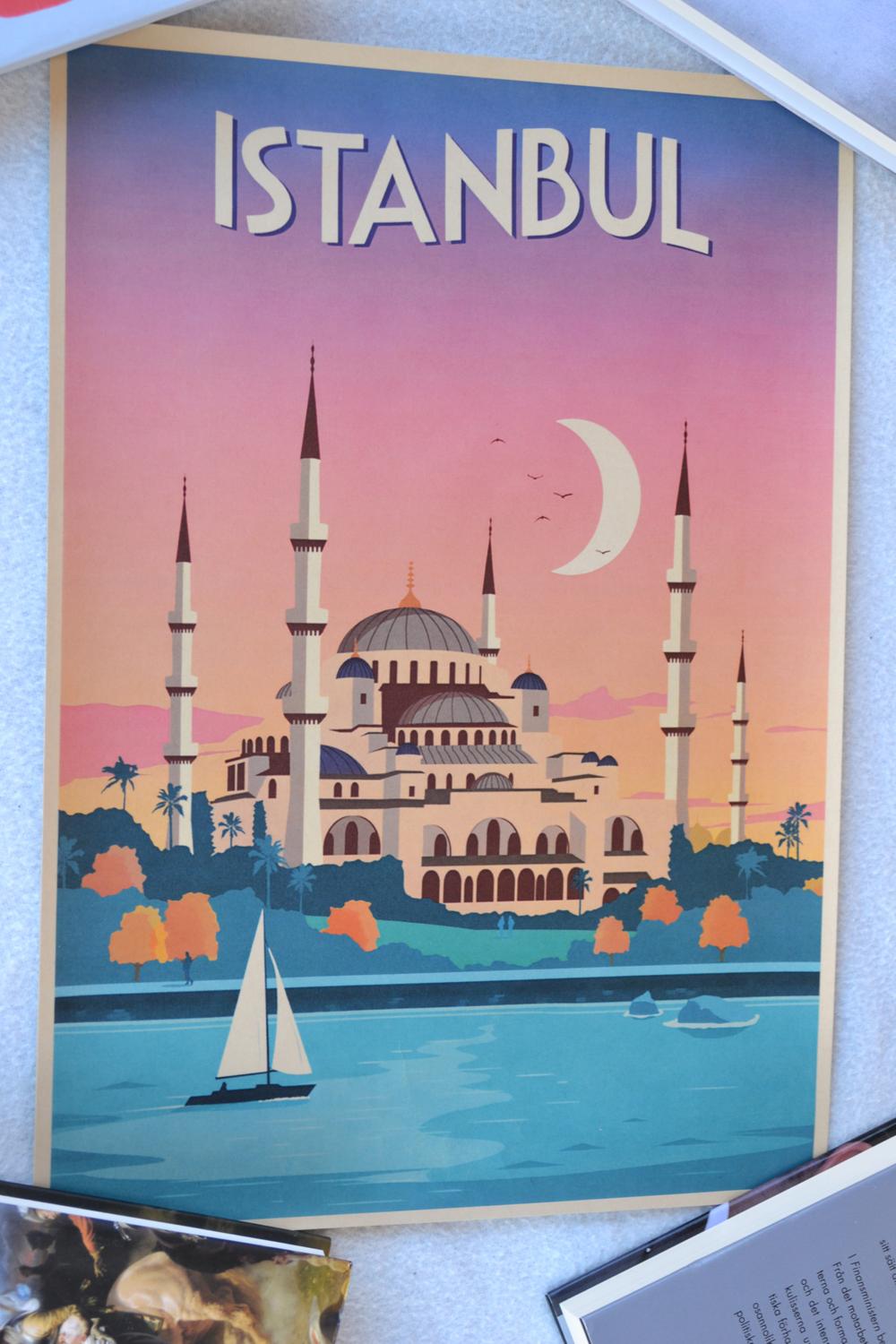 Istanbul Turkiet m. Moské Halvmåne Islam Poster Affisch 30*42cm Ny