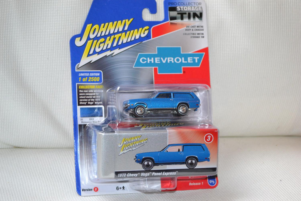 1972 Chevy Vega Panel Express Blå 1:64 Johnny Lightning (M. Plåtlåda) 7,5cm Ny