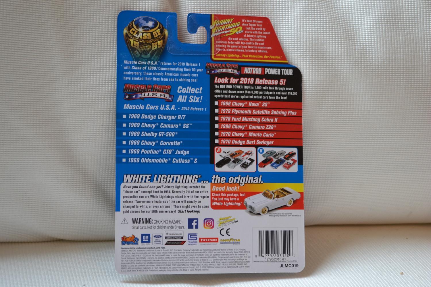 1969 Chevy Camaro SS Blå 1:64 Johnny Lightning (Muscle Cars 19A USA) 7-8cm Ny