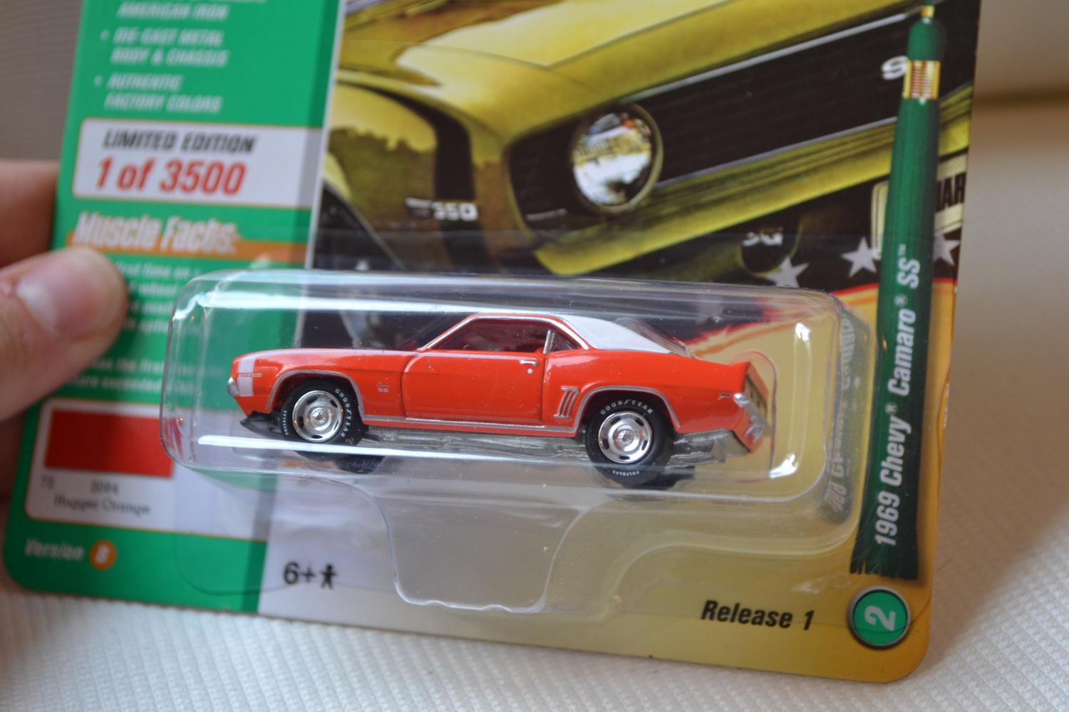 1969 Chevy Camaro SS Orange 1:64 Johnny Lightning (Muscle 19B USA) 7-8cm Ny