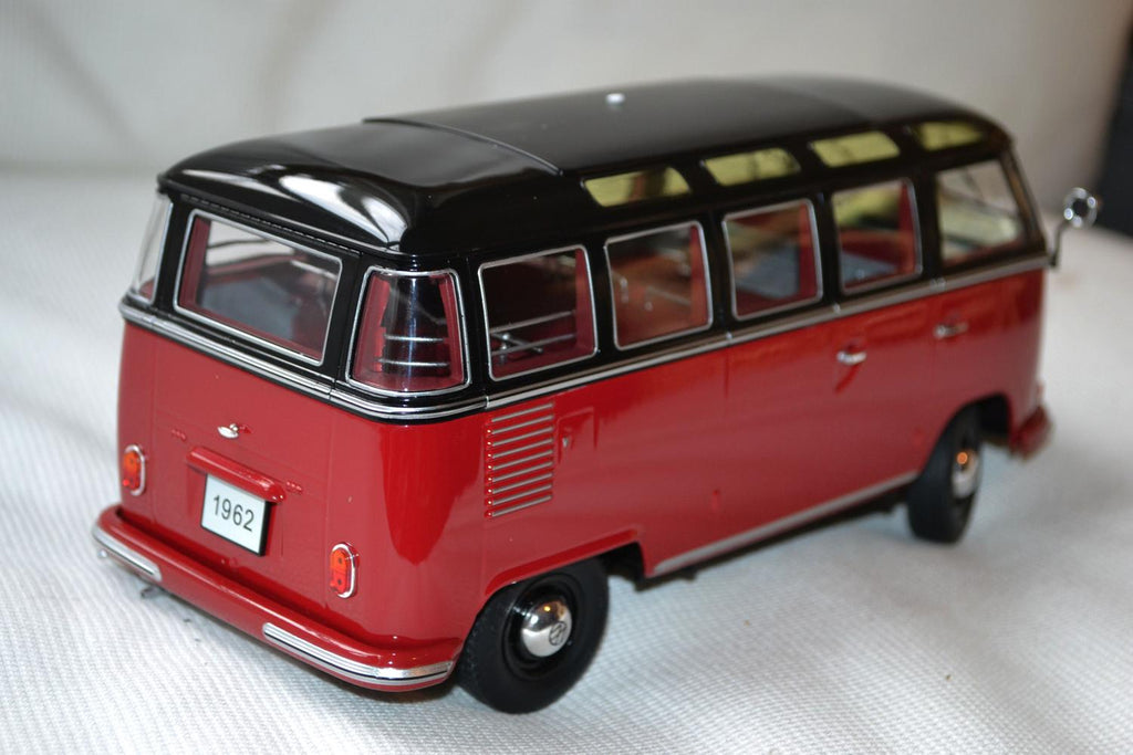 Volkswagen T1 Samba Folkbuss 1961 Röd/Svart 1:18 KK Scale 23cm Ny
