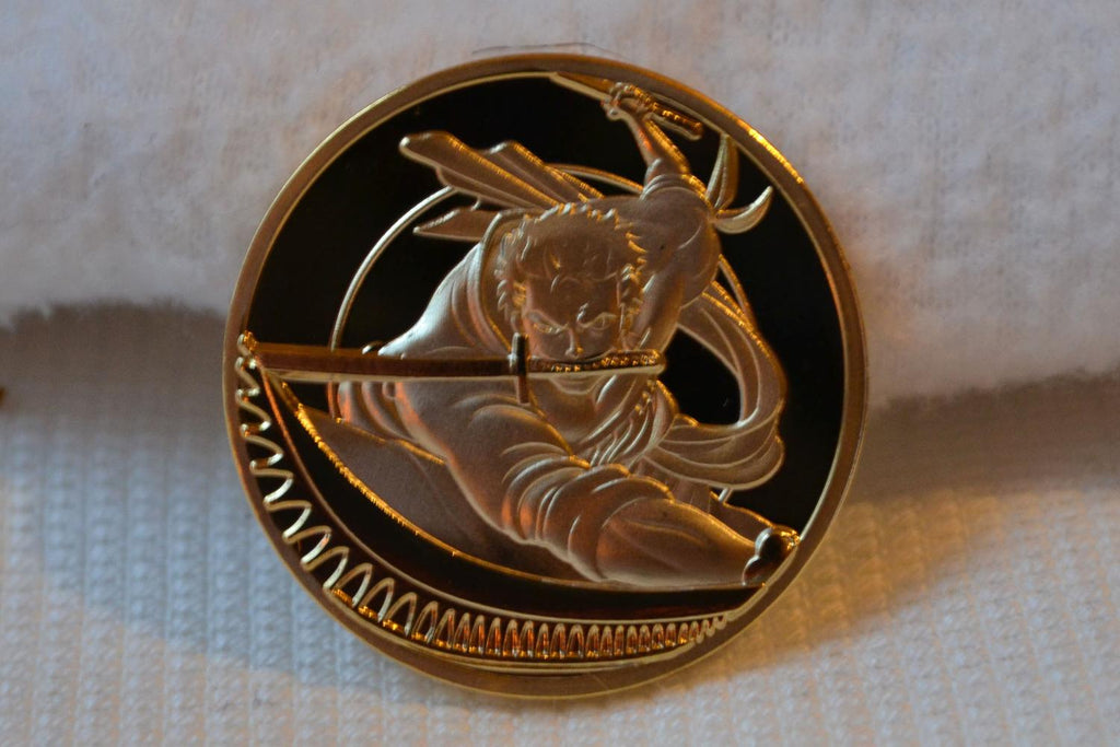 Mynt Zoro 3,5cm Guldplätering fr. One Piece Ny