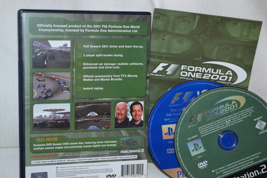 Formula One 2001 m. DVD Skiva Bonus PS2 Playstation 2 Komplett Fint Skick
