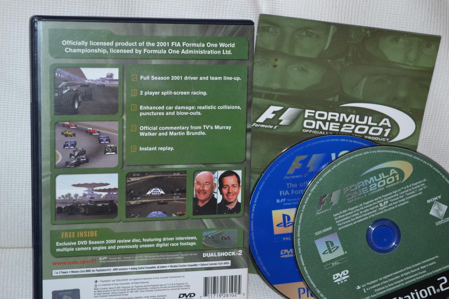 Formula One 2001 m. DVD Skiva Bonus PS2 Playstation 2 Komplett Fint Skick