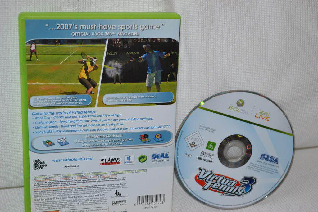 Virtua Tennis 3 Xbox 360 (Utan Manual) Fint Skick