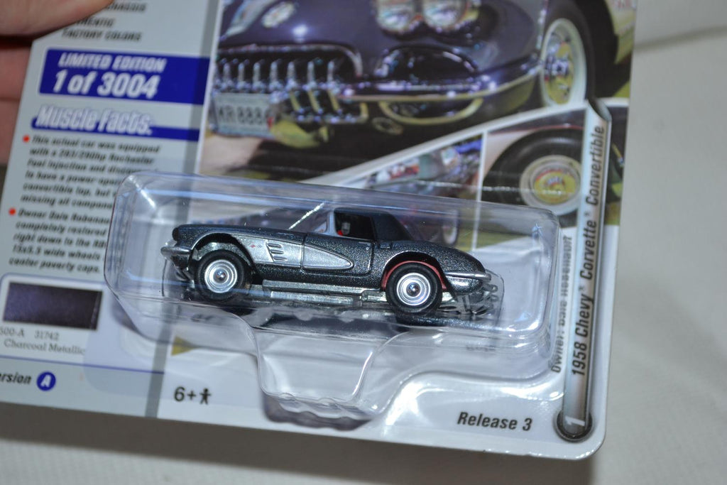 1958 Chevy Corvette Convertible Grå 1:64 Johnny Lightning (Muscle Cars 21B) 8cm Ny