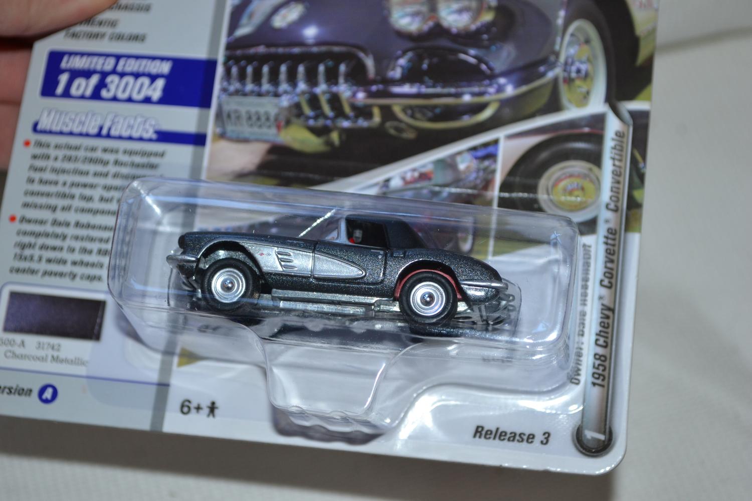 1958 Chevy Corvette Convertible Grå 1:64 Johnny Lightning (Muscle Cars 21B) 8cm Ny