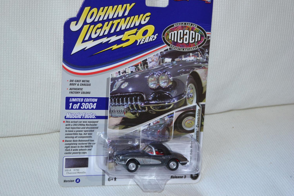 1958 Chevy Corvette Convertible Grå 1:64 Johnny Lightning (Muscle Cars 21B) 8cm Ny