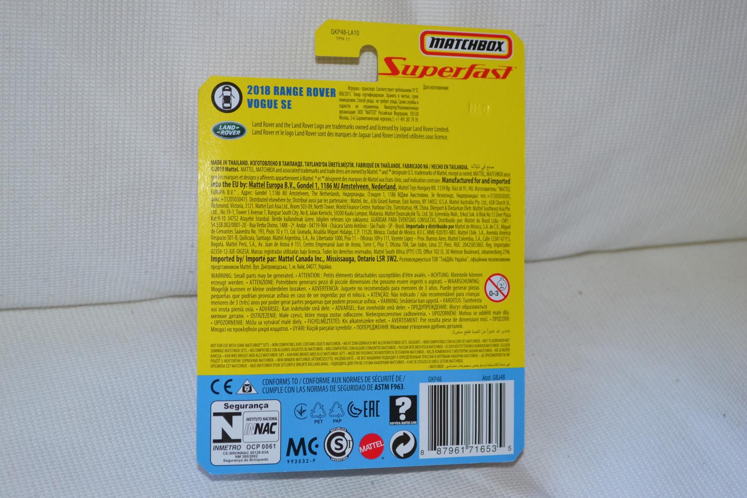 2018 Range Rover Vogue Orange 1:64 Matchbox Superfast 7cm Ny