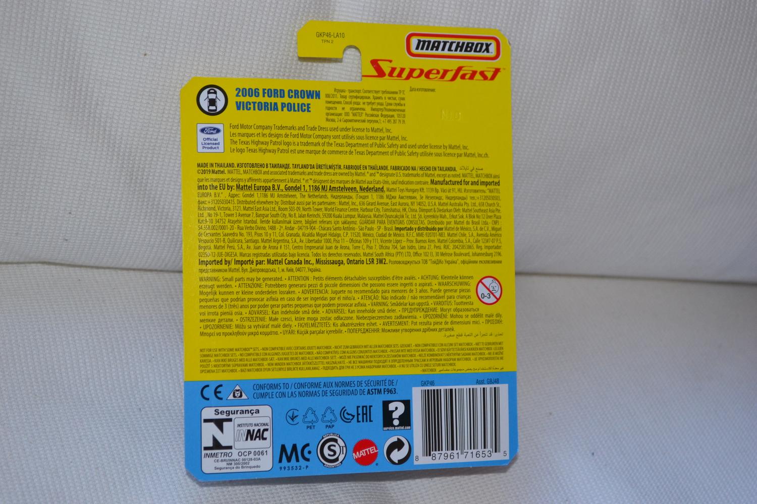 2006 Ford Crown Victoria USA Polis Svart 1:64 Matchbox Superfast 7cm Ny